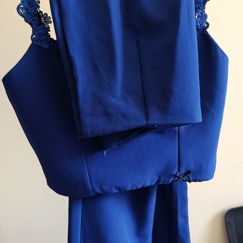 Suit set with top and flared pants blue new
