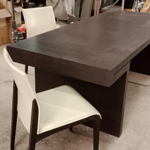 Potocco dining table for 6 people like new wenge with 6 white leather chairs