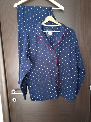 Women's flannel pajama used, blue with white stars, Marks & Spencer XXL