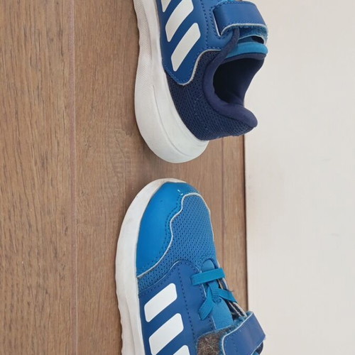 Adidas athletic shoes, blue, size 26