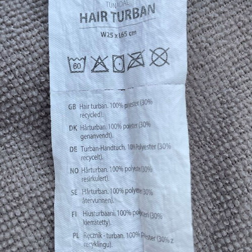 Jysk turban for hair like new, grey-beige