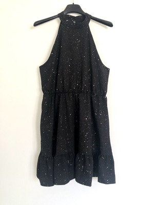 Black halter dress with glitter, size M, new