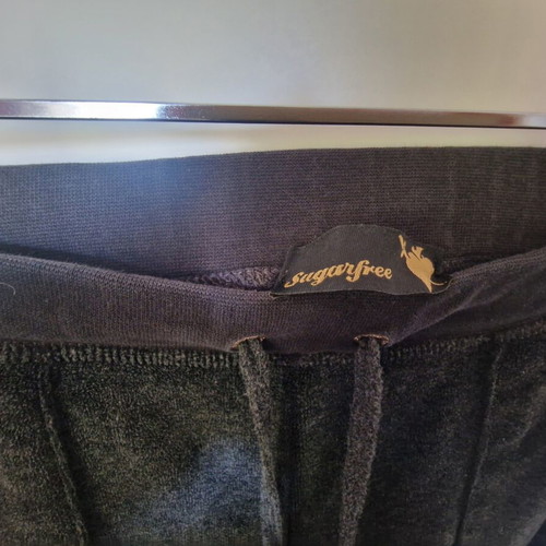 SugarFree velour grey anthracite tracksuit pants, size M