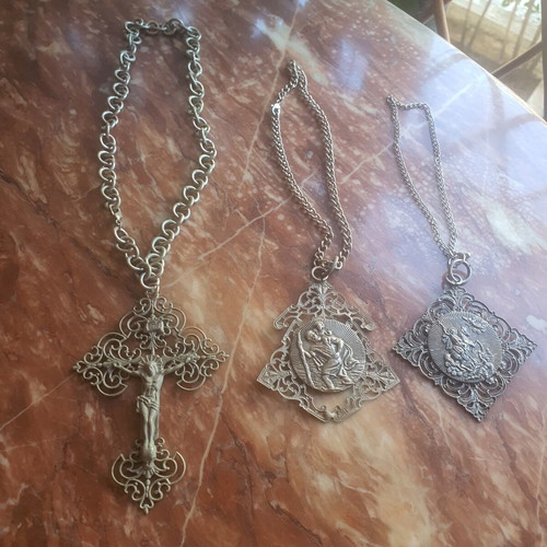 Vintage metal religious pendants and icons