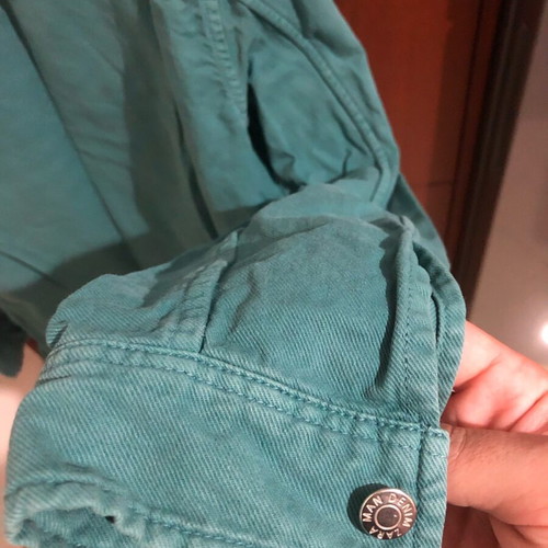 Zara denim jacket used, green and turquoise, size M