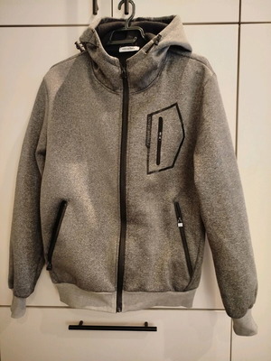 Grey hoodie fleece jacket with zipper made to order