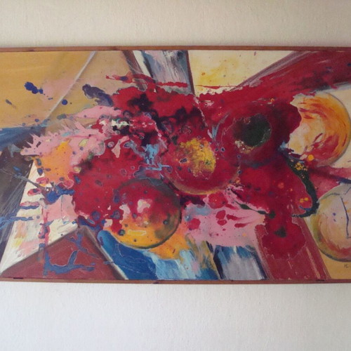 Abstract oil painting like new, 62 cm x 1.22 m
