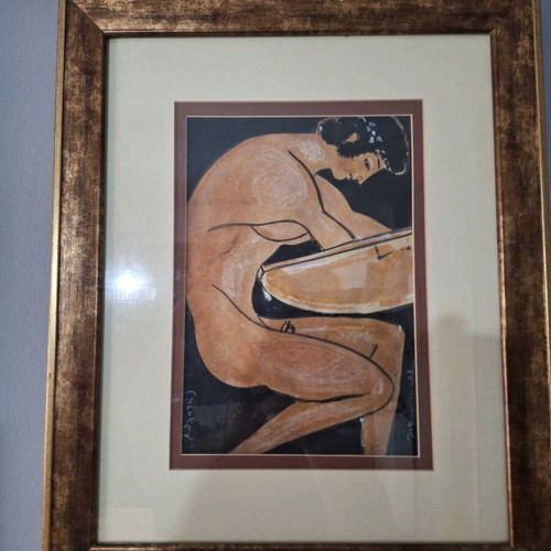 Lazaros Pantos Original Artwork Nude with Drum new