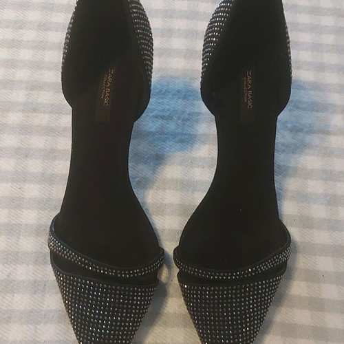 Zara black pumps with strass like new, size 40, 10cm heel