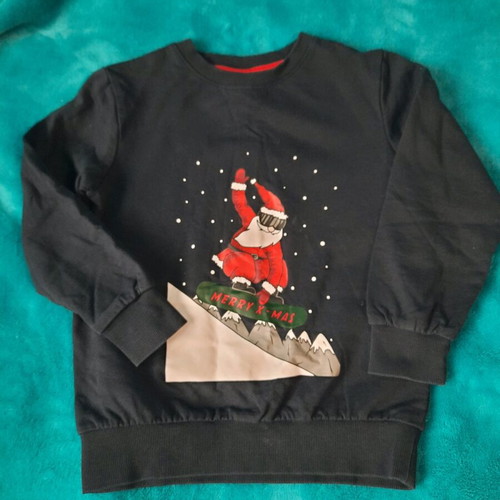 Christmas sweatshirt like new, quilted, blue, boys 6-8 years