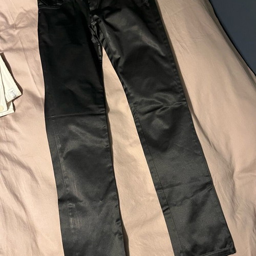 Satin-type pants black like new, mid-low waist