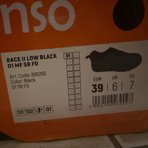 Race II Low 01 MF SRC FO Work Shoe new, size 39, black