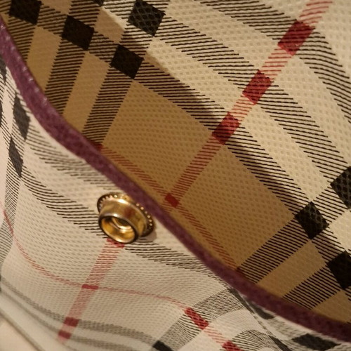 Fabric hand bag like new, beige with multicolor stripes