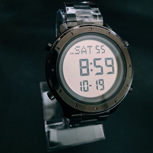 Skmei 1864 digital watch with stainless steel bracelet new, men's, black