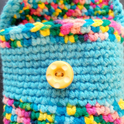 Boho turquoise glasses case with multicolored stripes, handmade