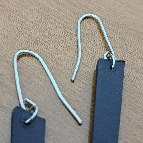 Leather earrings with 925 silver hooks, new, minimalist design