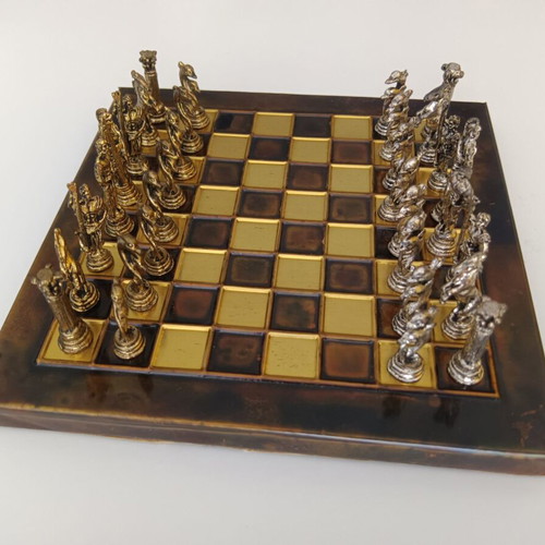 Vintage metal chess set Fantasy Medieval 32 pieces