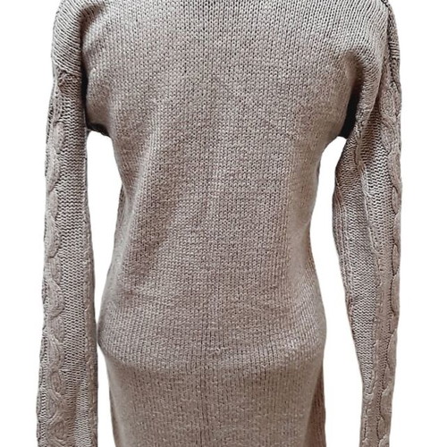 Vintage hand-knitted dress beige wool blend size M like new