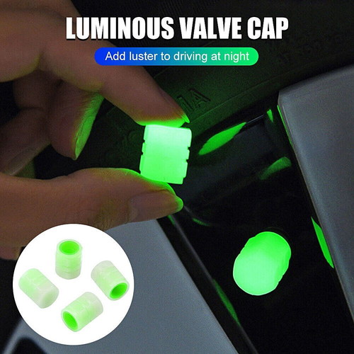 Glowing Valve Caps Green, Set of 4, New