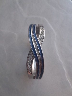 Bracelet-bangle with rhinestones like new, blue and silver