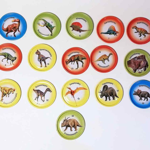 Nounou Fun Fun set of 16 metal tags dinosaur theme used