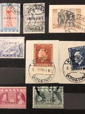 Αξίες 1937 από Ιστορική και Γεωργίου με επισήμανση Corfu σαν καινούργιες