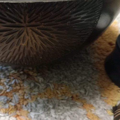 Wooden large bowl used with two ashtrays and a tray