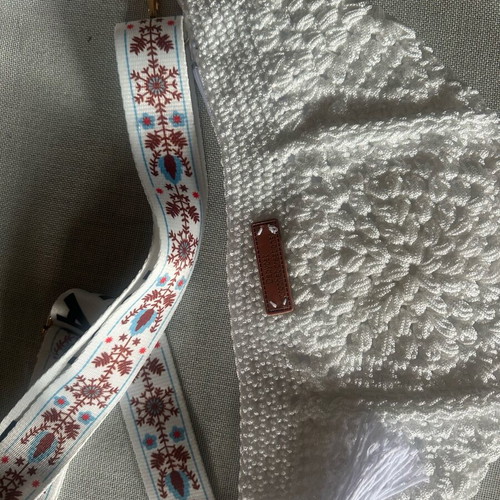 Handmade knitted crossbody bag white made to order