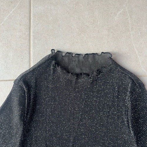 Transparent top with silver thread like new, size S