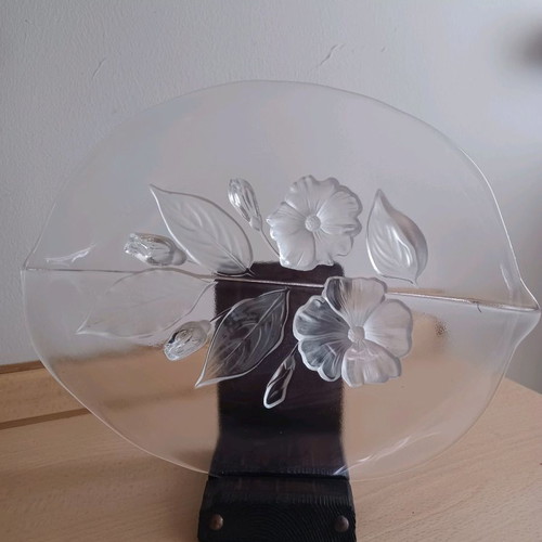 Crystal platter vintage flowers like new