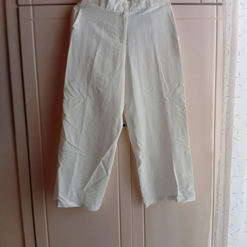 Rayon linen pants, ecru, new
