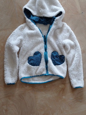 Fleece for girl 7 years Zara used, white and blue, size 110 cm