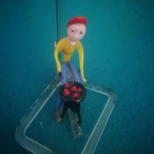 Murano glass handmade vintage decoration with chestnut seller figure