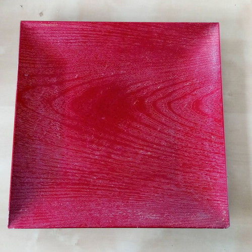 Decorative plastic red square platter used, 32x32 cm