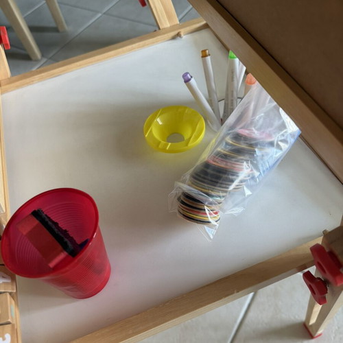 Children's Double-Sided Drawing Board used with clock and abacus