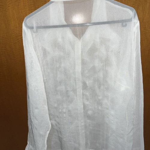 Aslanis white semi-sheer shirt with embossed details size M like new