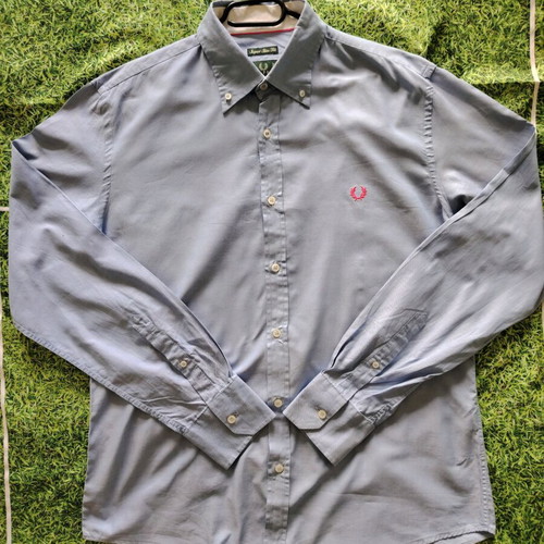 Fred Perry Cotton Shirt XL like new, blue, slim fit