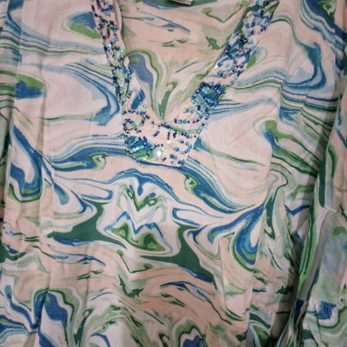 Caftan new 100% viscose size L/XL with embroidery and bell sleeves