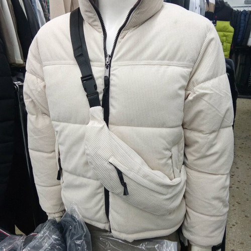 Men's beige corduroy jacket new with matching reversible bag