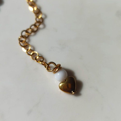 Summer handmade necklace with gold-plated starfish and hearts