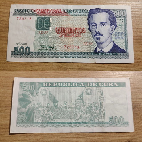 Cuban 500 Pesos banknote used, 2022 issue