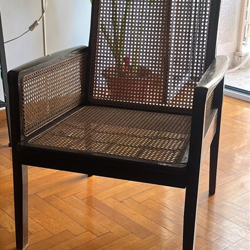 Vintage wooden armchair with Viennese cane