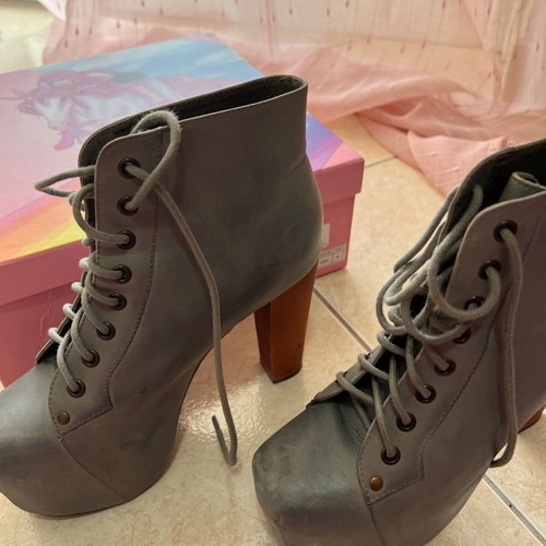 Jeffrey Campbell leather ankle boots used, size 39, gray