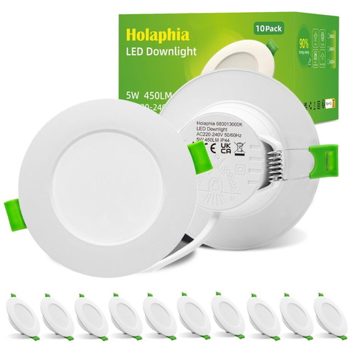 Holaphia LED downlights pack of 10 5W 450 lm 3000K IP44 like new