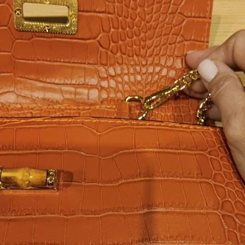 Leather crossbody bag new orange