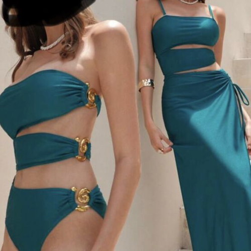 Shein swimsuit set with pareo new, turquoise, size L