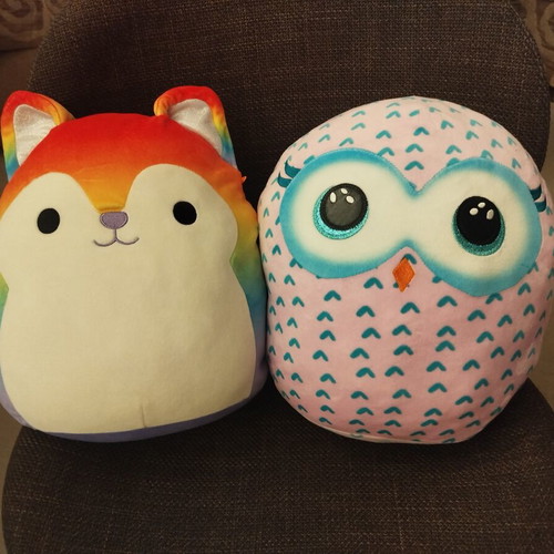 Squishmallows Husky and Ty Owl plush toys set