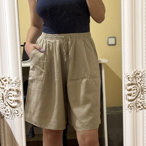 Calzedonia beige linen bermuda shorts new, size S