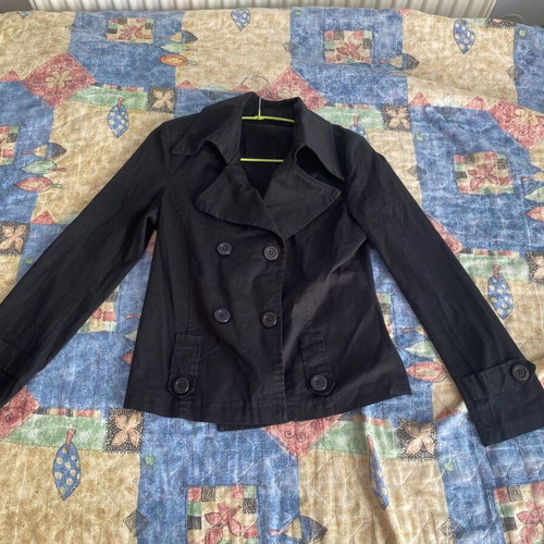 Black short Anel trench coat slim fit like new