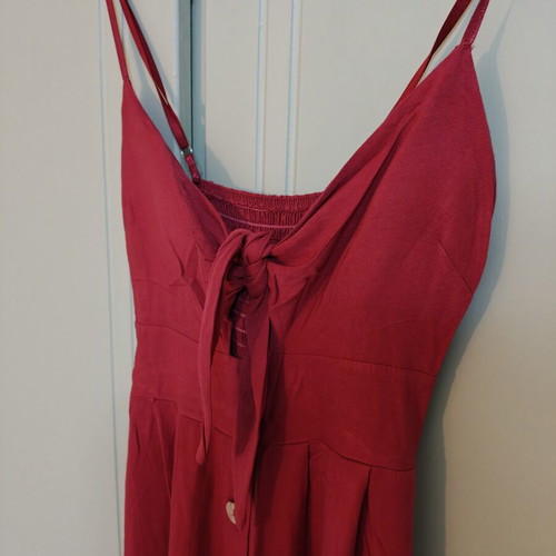 Long Strap Dress with Buttons and Tie like new
